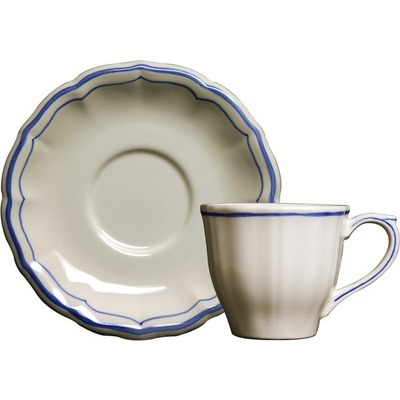 Set of 2 Tea cups and saucers FILET BLEU 5.66 inch diam 2.93 high