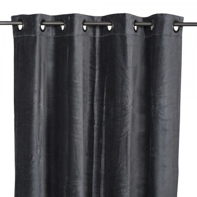 Velvet Curtains Dehli Granit 53 117 Inches, Faux Leather Curtains Black