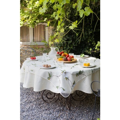 Square White Magnolia Organza  Tablecloth  55*55 inches